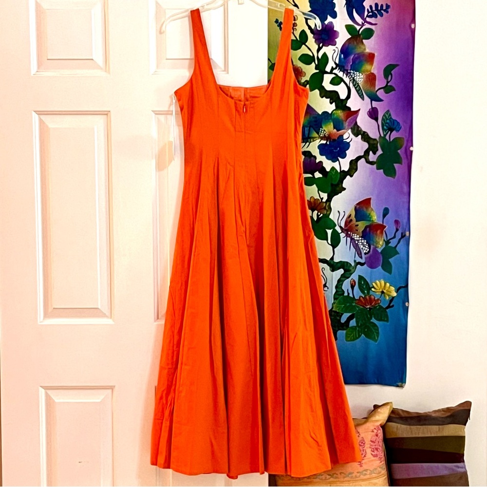 🌺🎉HP🎉🌺 NWT Staud Wells Midi Dress Tangerine - Picture 11 of 14